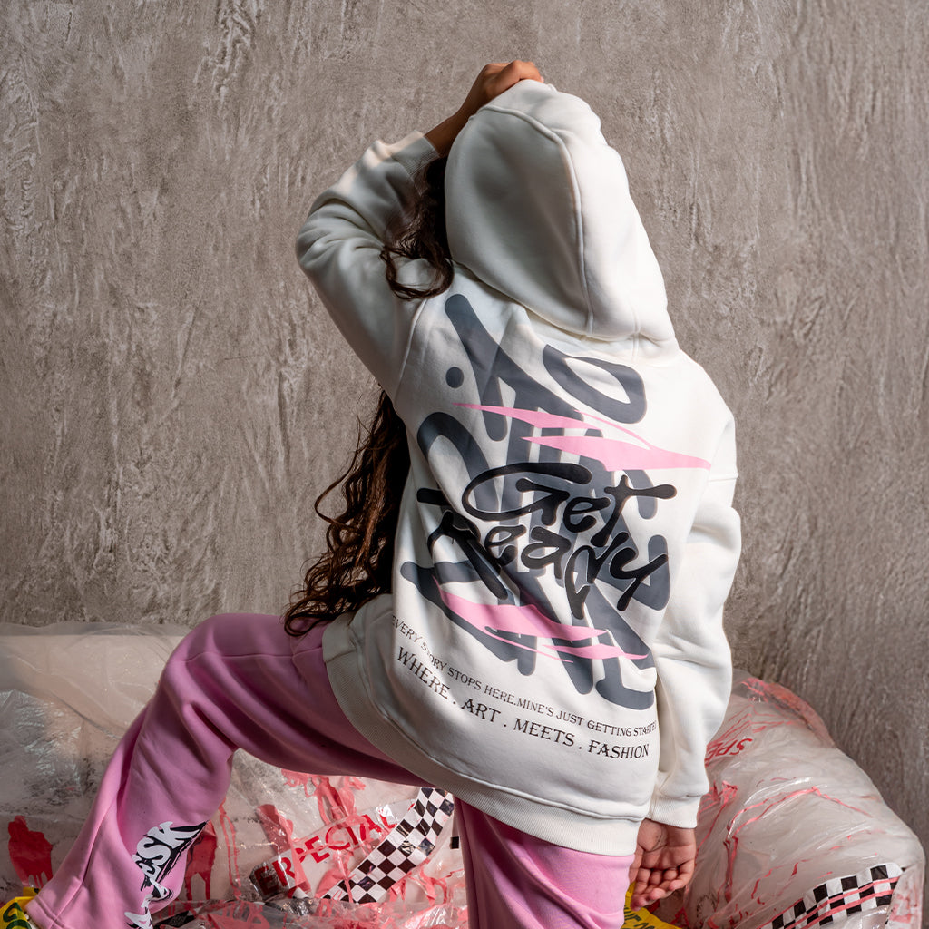 get ready white hoodie