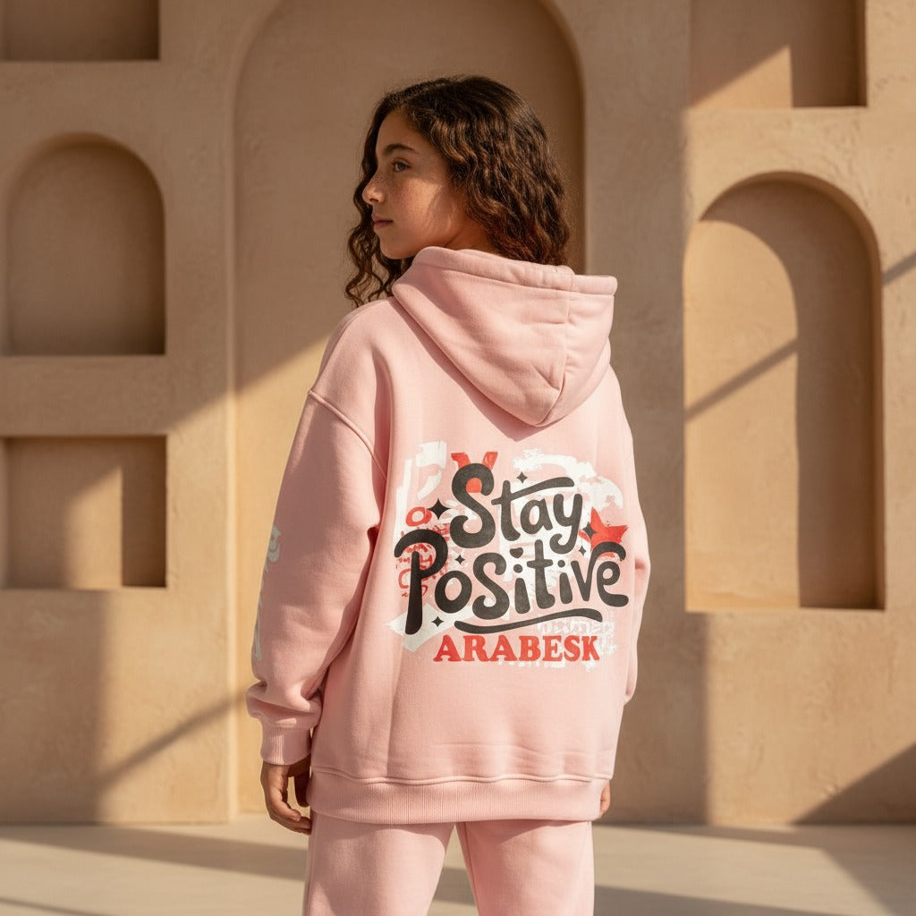 positive pink hoodie
